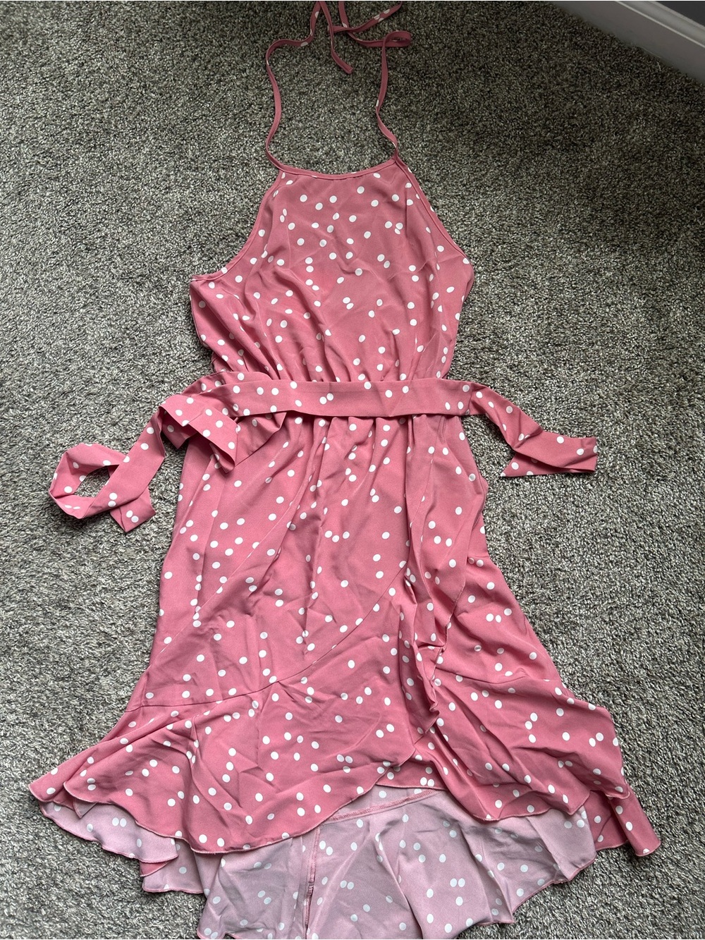 NWT Dusty Pink & White Polka Dot Dress - L
